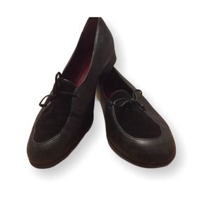 Salvatore Ferragamo Black Lace Up  Loafer Flats